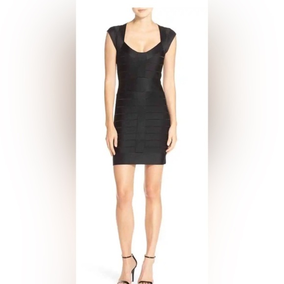 French Connection Women's Black Spotlight Cap-Sleeve Bandage Dress size‎ medium - Picture 6 of 11